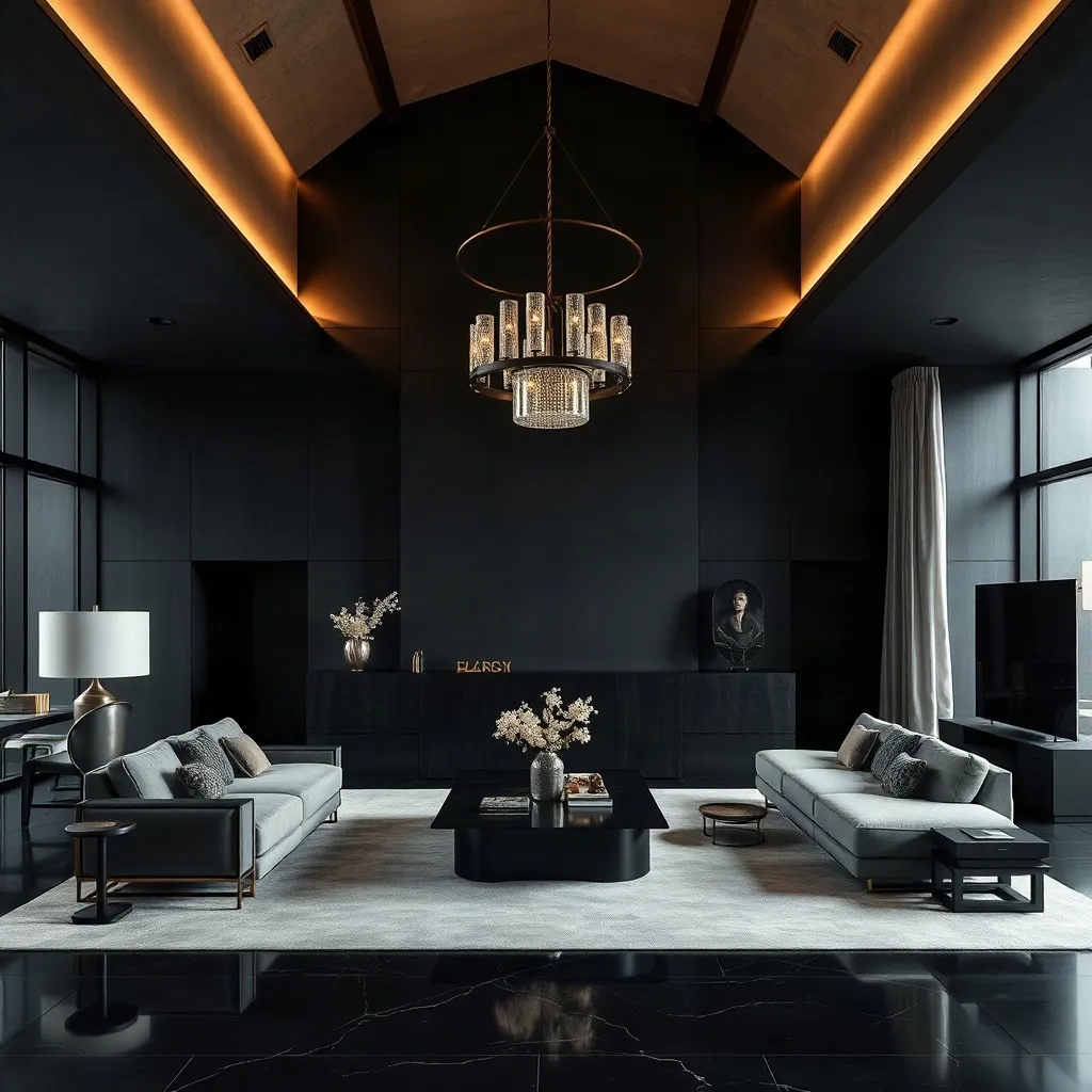 Interior of a Sheila Martins luxury residence, styled with sculptural lighting and modern furnishings.